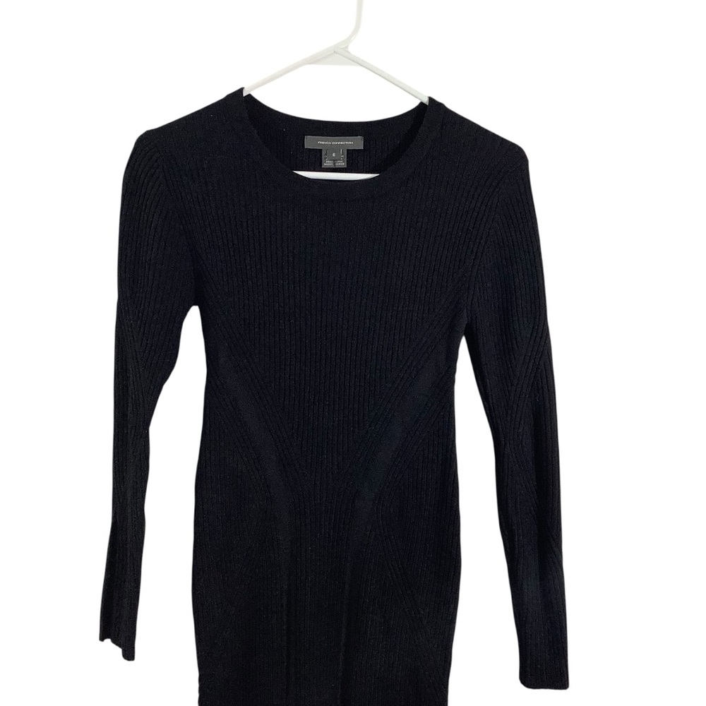 French Connection Black Long Sleeve Knit Dress - Picture 2 of 7